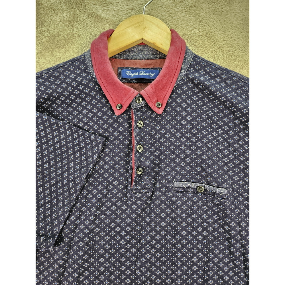 English Laundry Polo Shirt Geometric Graphic All-over Medallion Pattern
